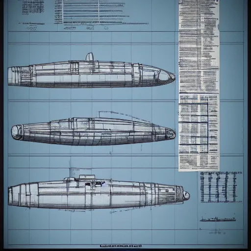 Image similar to detailed blueprint of ussr submarine