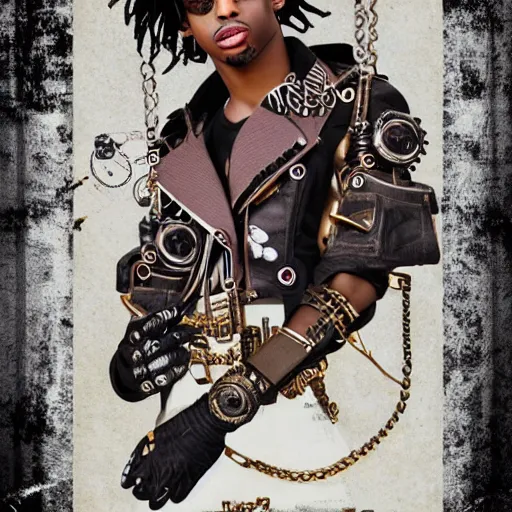 Image similar to playboi carti in futuristic steampunk style digital art 4 k the detailed super realistic