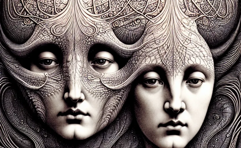 Image similar to detailed realistic beautiful moon goddess face portrait by jean delville, gustave dore, iris van herpen and marco mazzoni, art forms of nature by ernst haeckel, art nouveau, symbolist, visionary, gothic, neo - gothic, pre - raphaelite, fractal lace, intricate alien botanicals, ai biodiversity, surreality, hyperdetailed ultrasharp octane render