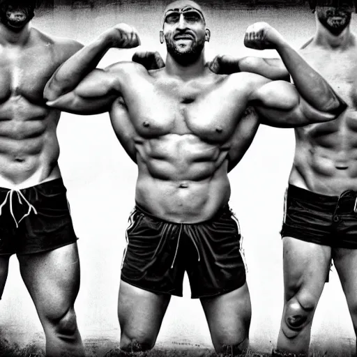 Image similar to big buff 6 pack Walter edited black and white image