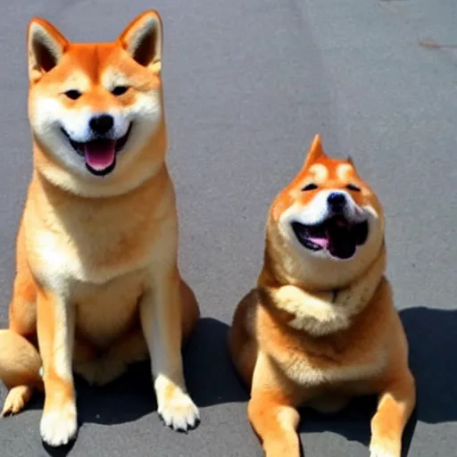 Image similar to Shiba Inu wheezes loudly after laughing. It's never heard something so funny in its life.