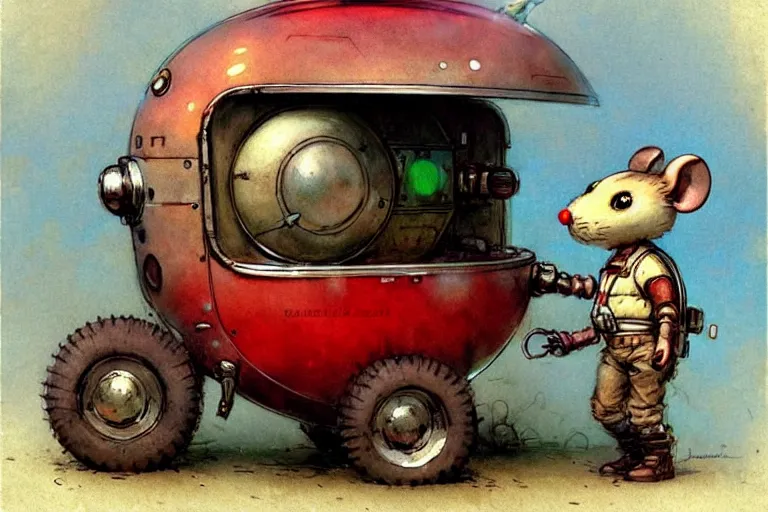Image similar to adventurer ( ( ( ( ( 1 9 5 0 s retro future robot android fat mouse wagon. muted colors. ) ) ) ) ) by jean baptiste monge!!!!!!!!!!!!!!!!!!!!!!!!! chrome red