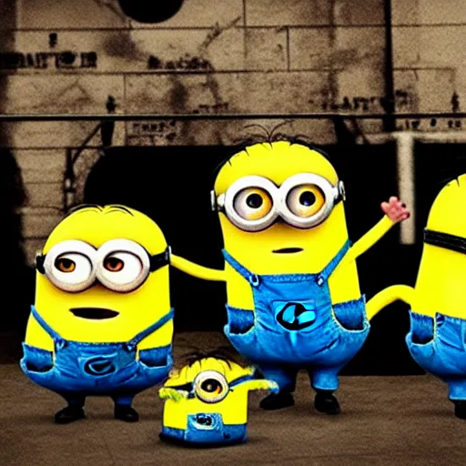 Image similar to (minions), fight club!!