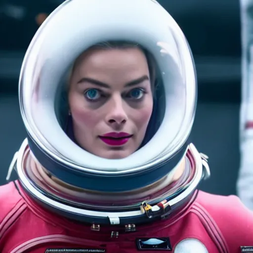 Image similar to margot robbie as an astronaut, sharp, 4k, hd