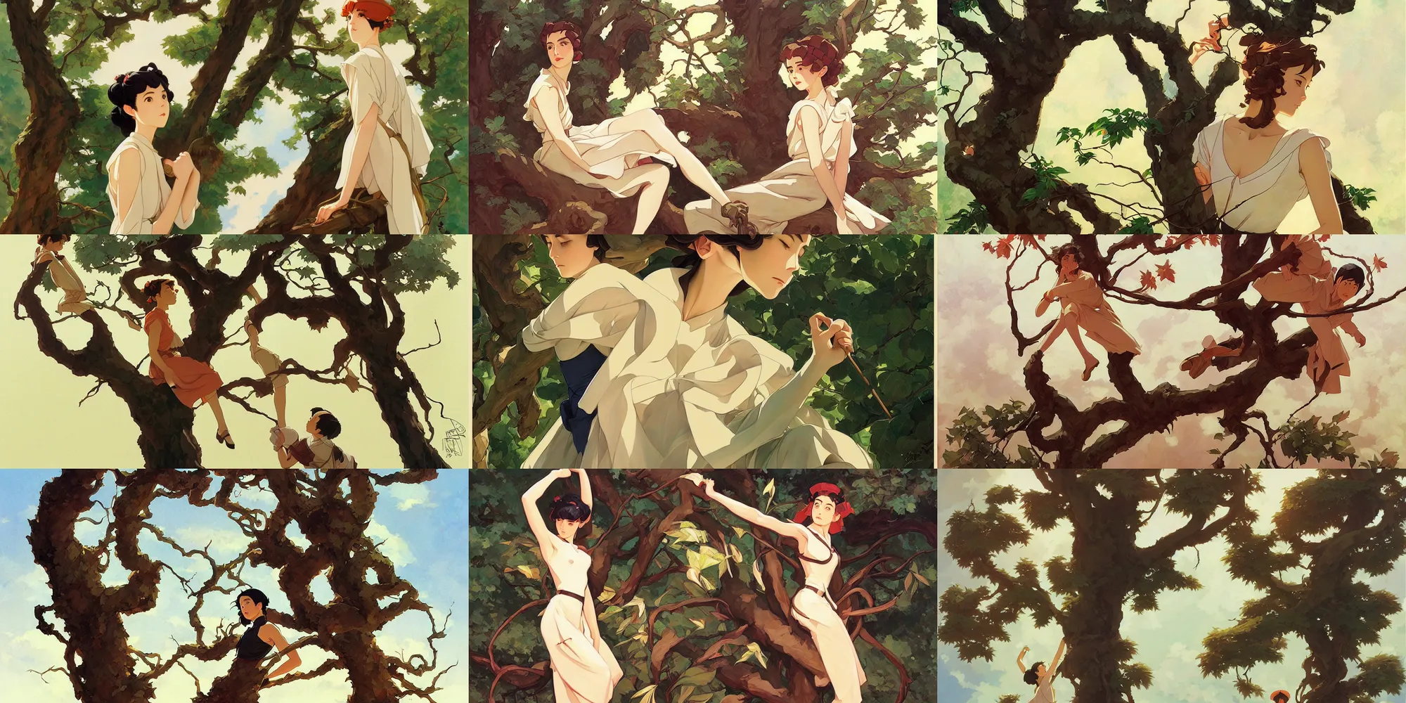 Prompt: tree, in the style of studio ghibli, j. c. leyendecker, greg rutkowski, artgerm