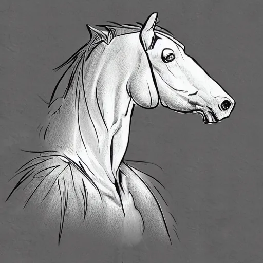 Image similar to a mutant horse,digital sketch