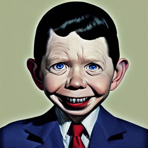 Prompt: alfred e neuman photorealistic portrait