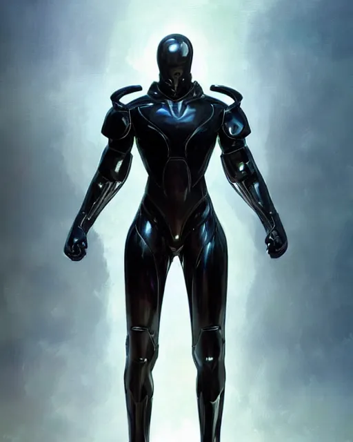 Prompt: iridescent sinewy smooth muscular male sleek glossy black pearlescent scifi armor with smooth black featureless helmet, by greg rutkowski, mark brookes, jim burns, tom bagshaw, magali villeneuve, glenn fabry, trending on artstation