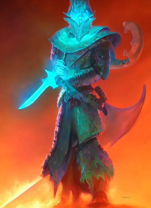 Prompt: Glowing DND Battleaxe emanating teal energy, dungeons and dragons, highly detailed, digital painting, 8k, HD