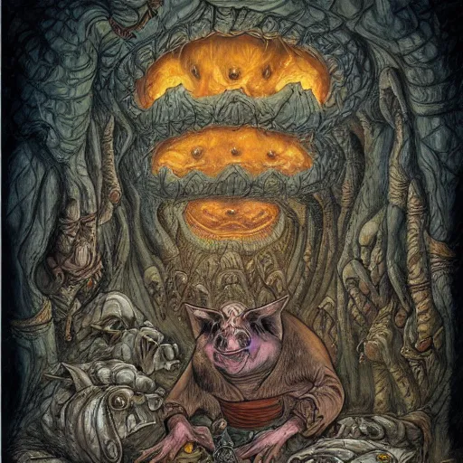 Prompt: pig king the animated series by Dan Seagrave art, fine details, illustration