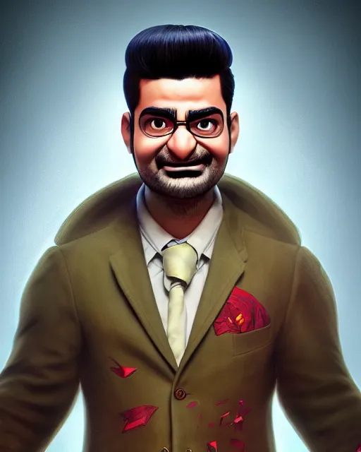 Prompt: an epic comic book style full body portrait painting of ramez galal , elegant, character design by Mark Ryden and Pixar and Hayao Miyazaki, unreal 5, DAZ, hyperrealistic, octane render, cosplay, RPG portrait, dynamic lighting, intricate detail, summer vibrancy, cinematic