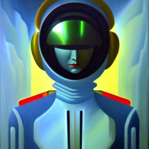 a nikolai lutohin art deco style sci - fi pilot, oil | Stable Diffusion ...