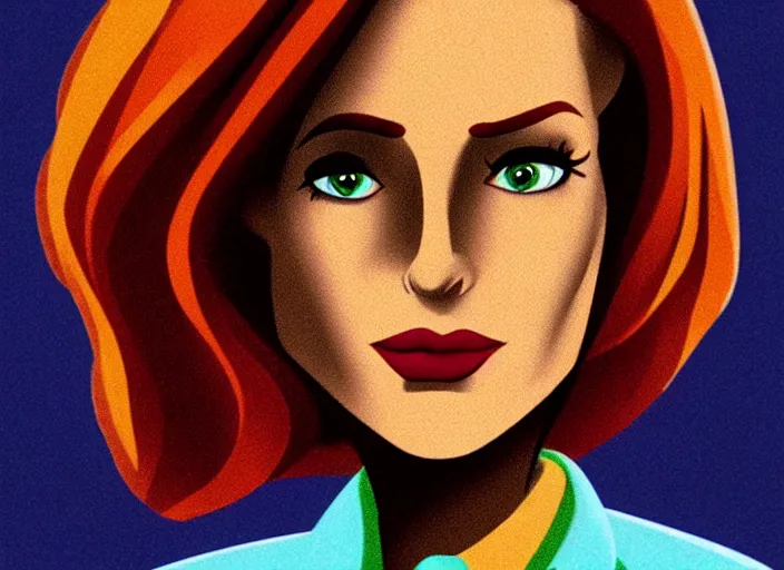 Image similar to dana scully in the style of ninteen seventies disney animation