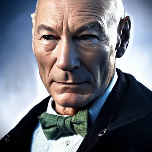 Image similar to doctor who played by Patrick Stewart, cinematic photo