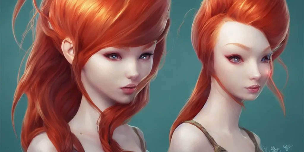 Prompt: concept art of gingerhead cute mermaid, video game characters head designs, unique hair designs, by marc brunet and artgerm