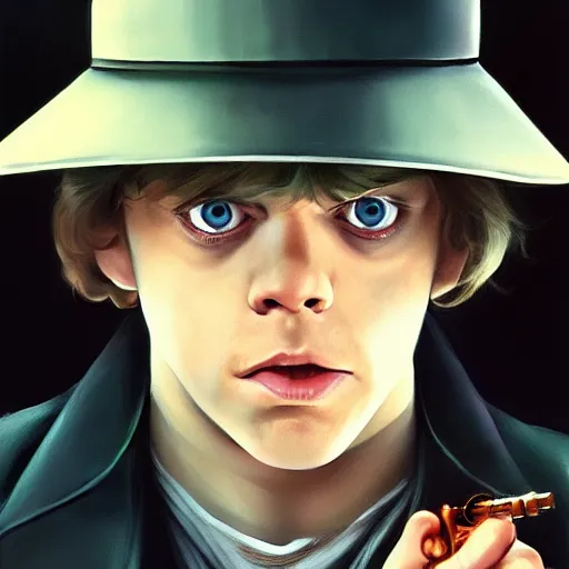 Prompt: portrait of a young mark hamill in clockwork orange, highly detailed, digital painting, artstation, concept art, smooth, sharp focus, illustration, art by wlop, mars ravelo and greg rutkowski