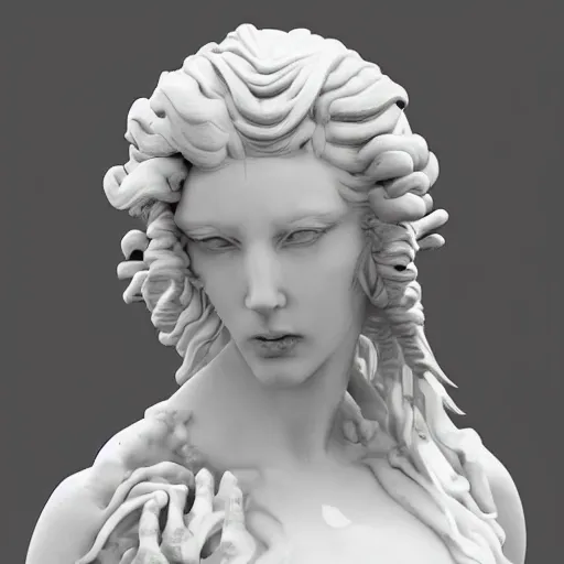 Image similar to sculpture of persephone, goddess of the underworld, made by miguel angel, art station, concept art, carrara marble