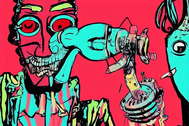 Image similar to a person with a weird face, cyberpunk art by jamie hewlett, featured on dribble, funk art, pop art, seapunk,