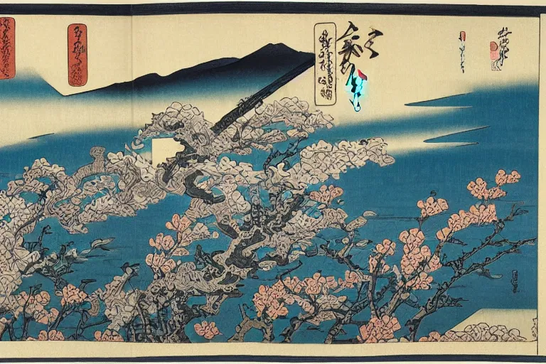 Prompt: an amazing ukiyoe drawing of a poetic scene with irises by katsushika hokusai and utagawa hiroshige, masterpiece, hyperdetailed!!!, intricate, complex, closeup, 4 k