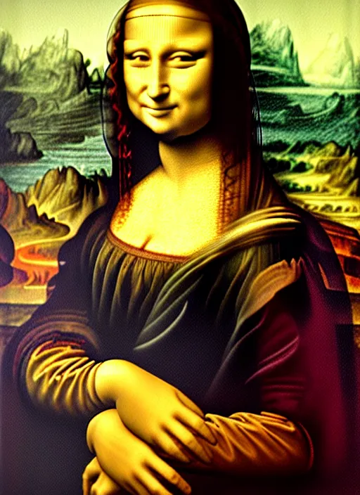 Prompt: mona lisa oil painting by leonardo da vinci