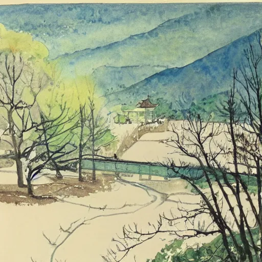 Image similar to watercolor of chuncheon by charles e. burchfield