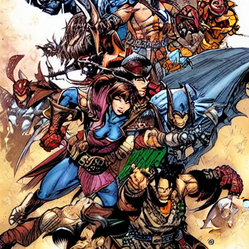 Image similar to Dungeons and Dragons cover by jim lee, marvel comics