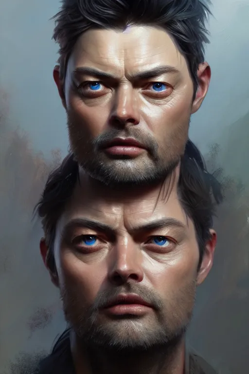 Image similar to ultra detailed close up facial portrait of karl urban, extremely detailed digital painting, in the style of fenghua zhong and ruan jia and jeremy lipking and peter mohrbacher, mystical colors, rim light, beautiful lighting, 8 k, stunning scene, raytracing, octane, trending on artstation