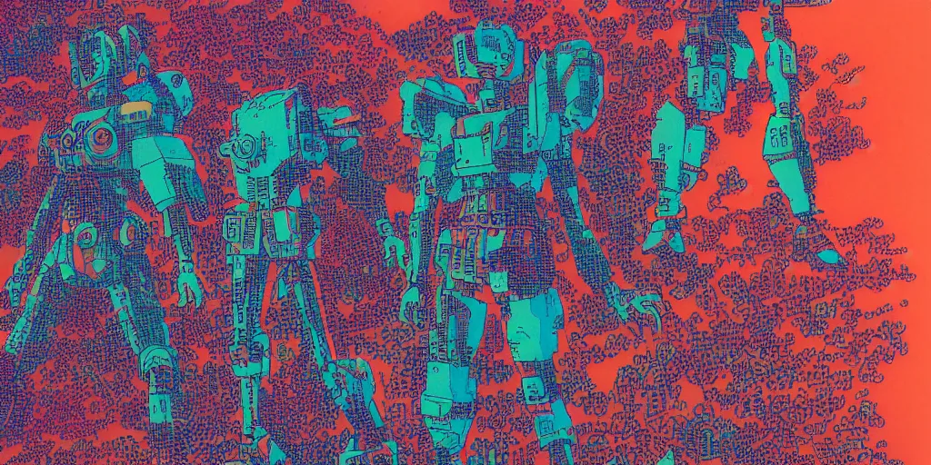 Prompt: risograph grainy drawing vintage sci - fi, satoshi kon color palette, gigantic gundam full - body covered in dead coral reef, 1 9 8 0, kodachrome, natural colors, comicbook spreadsheet, codex seraphinianus painting by moebius and satoshi kon and dirk dzimirsky close - up portrait