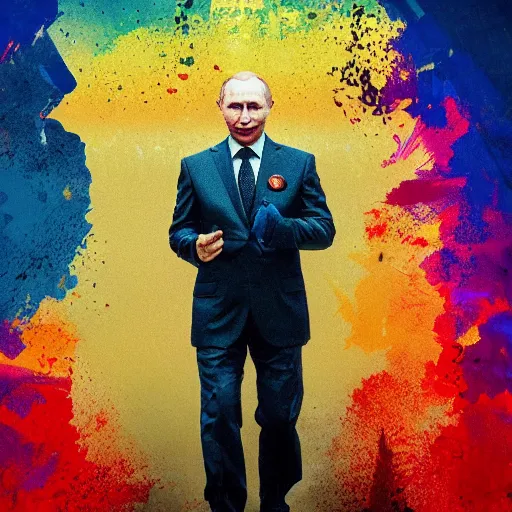 Image similar to a portrait of Vladimir Putin, Chernobyl background, rich colors, ambient lighting, dynamic lighting, 4K, HQ, official media, trending on artstation