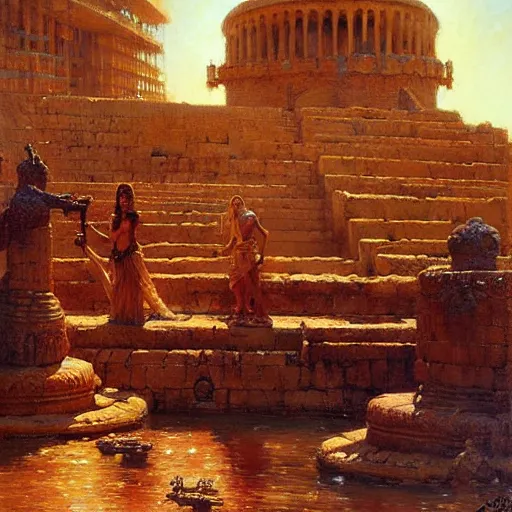 Image similar to babylon the ancient city. highly detailed painting by gaston bussiere, craig mullins, j. c. leyendecker 8 k