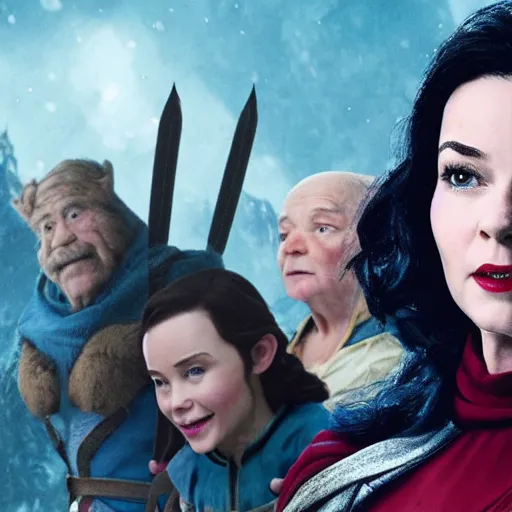 Prompt: still of snow white and the seven dwarves in avengers endgame