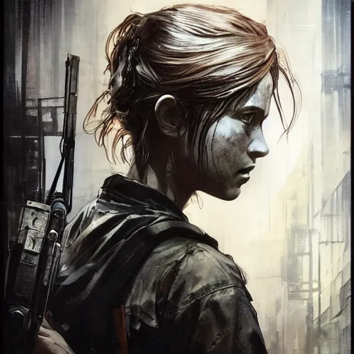 Prompt: elle from last of us, hyperrealistic portrait, bladerunner street, art of elysium by yoji shinkawa and by jeremy mann and alphonse mucha, fantasy art, photo realistic, dynamic lighting, artstation, poster, volumetric lighting, very detailed face, 4 k, award winning