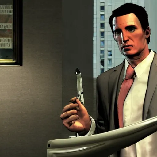 Prompt: patrick bateman american psycho christian bale in gtav