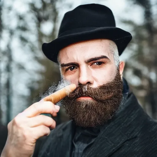 Prompt: a man with a beard smoking a cigar, highly realistic, very realistic, realistic face, photorealistic