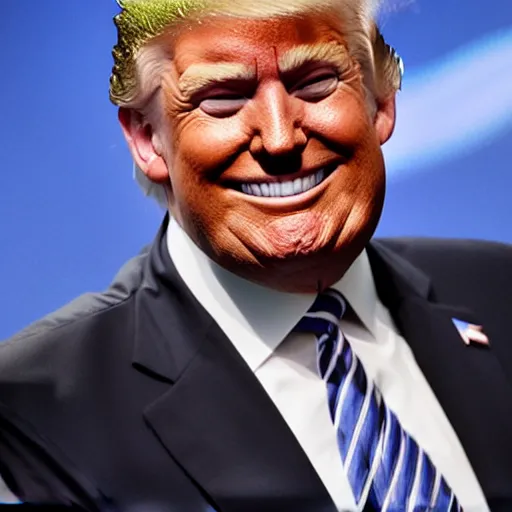 Image similar to donald trump smiling revealing black and rotten teeth