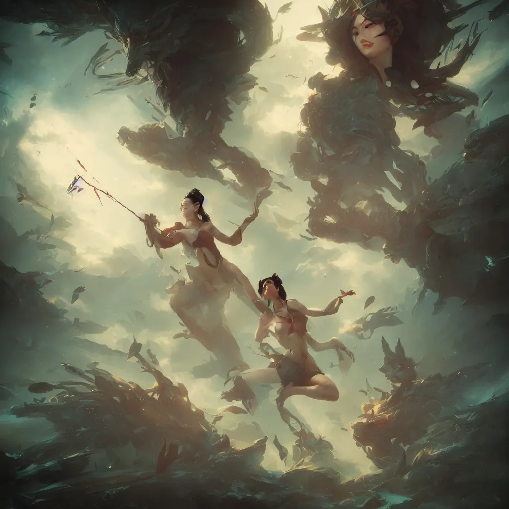 Image similar to liuyifei by peter mohrbacher and dan mumford and nekro, cgsociety, volumetric light, 3 d render