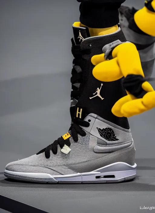 Image similar to hyperrealistic and heavy detailed air jordan runway show of bart simpson, leica sl 2 5 0 mm, vivid color, high quality, high textured, real life