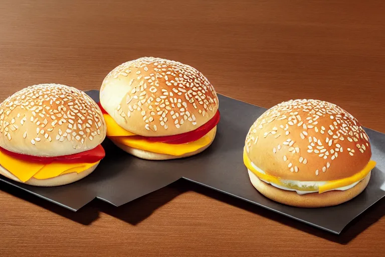 Image similar to mcdonalds fifty cheese slices between two sesame seed buns, commercial photograph