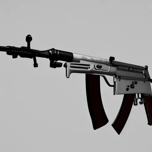 Prompt: Octane render of an AK-47 against a white background, 4k, ultra HD