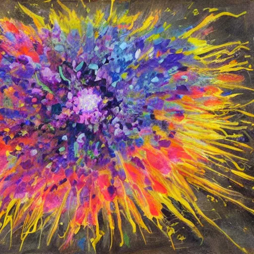 Prompt: flower of universe, growing from great explosion to infinity of open space, hyperrealistic, ultra high quality
