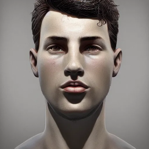 Image similar to stylized portrait of a young and strong boy by Dave McKean and Sam Weber, detailed face, digital art, octane render trending on artstation, 4k, 8k, HD