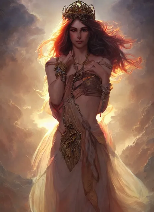 Image similar to goddess of love, d & d, fantasy, portrait, highly detailed, digital painting, trending on artstation, concept art, sharp focus, illustration, art by artgerm and greg rutkowski and magali villeneuve