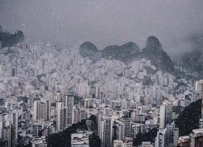 Image similar to city of rio de janeiro snowing, photography award photo, 4 k