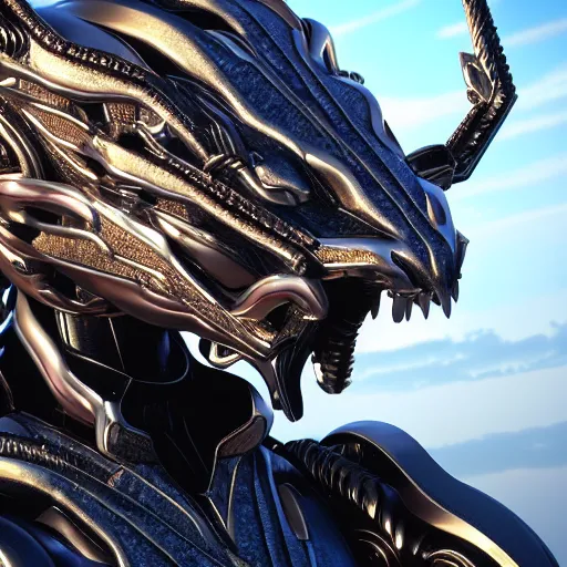 Image similar to a highly detailed close-up bust, of an awe-inspiring beautiful majestic anthropomorphic robotic mecha female dragon, with smooth and streamlined armor, standing and posing elegantly in front of the camera, well detailed head with LED eyes, sharp sleek design, two arms, digital art, artstation, DeviantArt, professional, octane render, sunset lighting