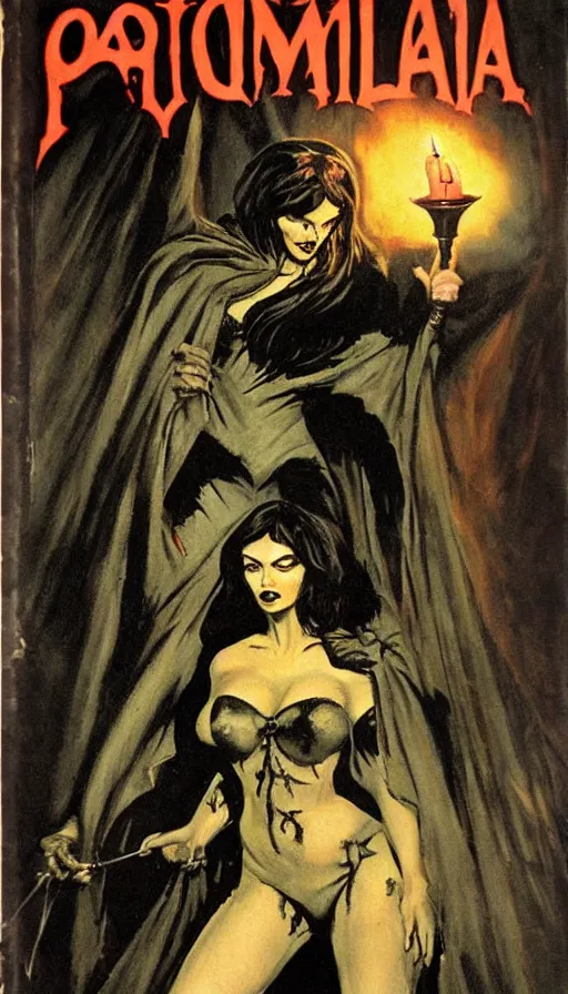 Prompt: carmilla vampire, gothic horror, by frank frazetta, candlelit catacombs, in the style of pulp magazine