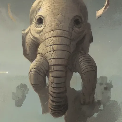 Image similar to 🤖🐘, Greg rutkowski, Trending artstation, cinematográfica, digital Art