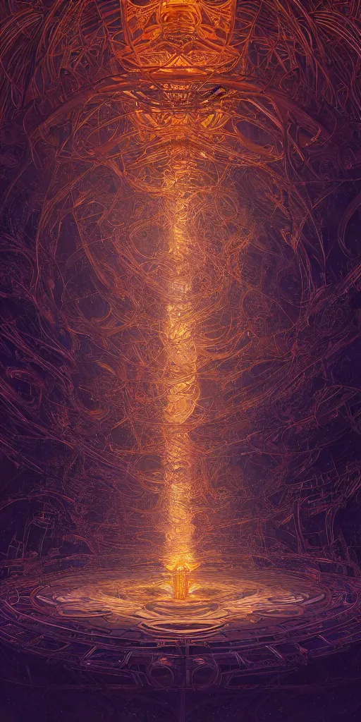 Prompt: a centered photo real render of a post apocalyptic glowing fractals and ornate flowing light streams sacred geometry, by beeple, by donato giancola, unreal engine