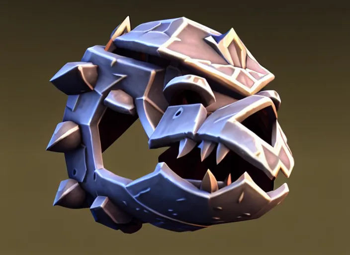 Image similar to crooked round bone shield, stylized stl, 3 d render, activision blizzard style, hearthstone style