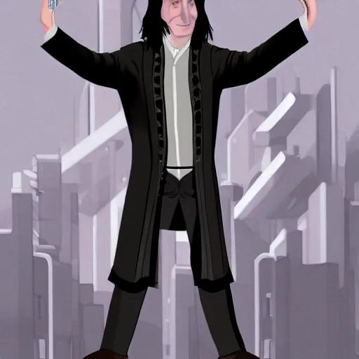 Prompt: Severus Snape dancing in a bar, cyberpunk, full body, realistic, digital art