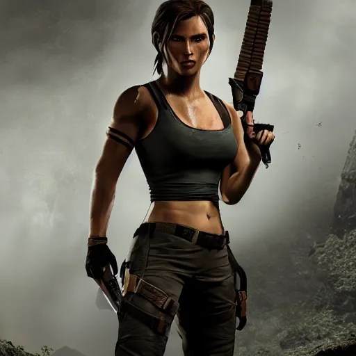 Prompt: Ellen Paige starring as Lara Croft, Studio Lighting, promotional material, 4K